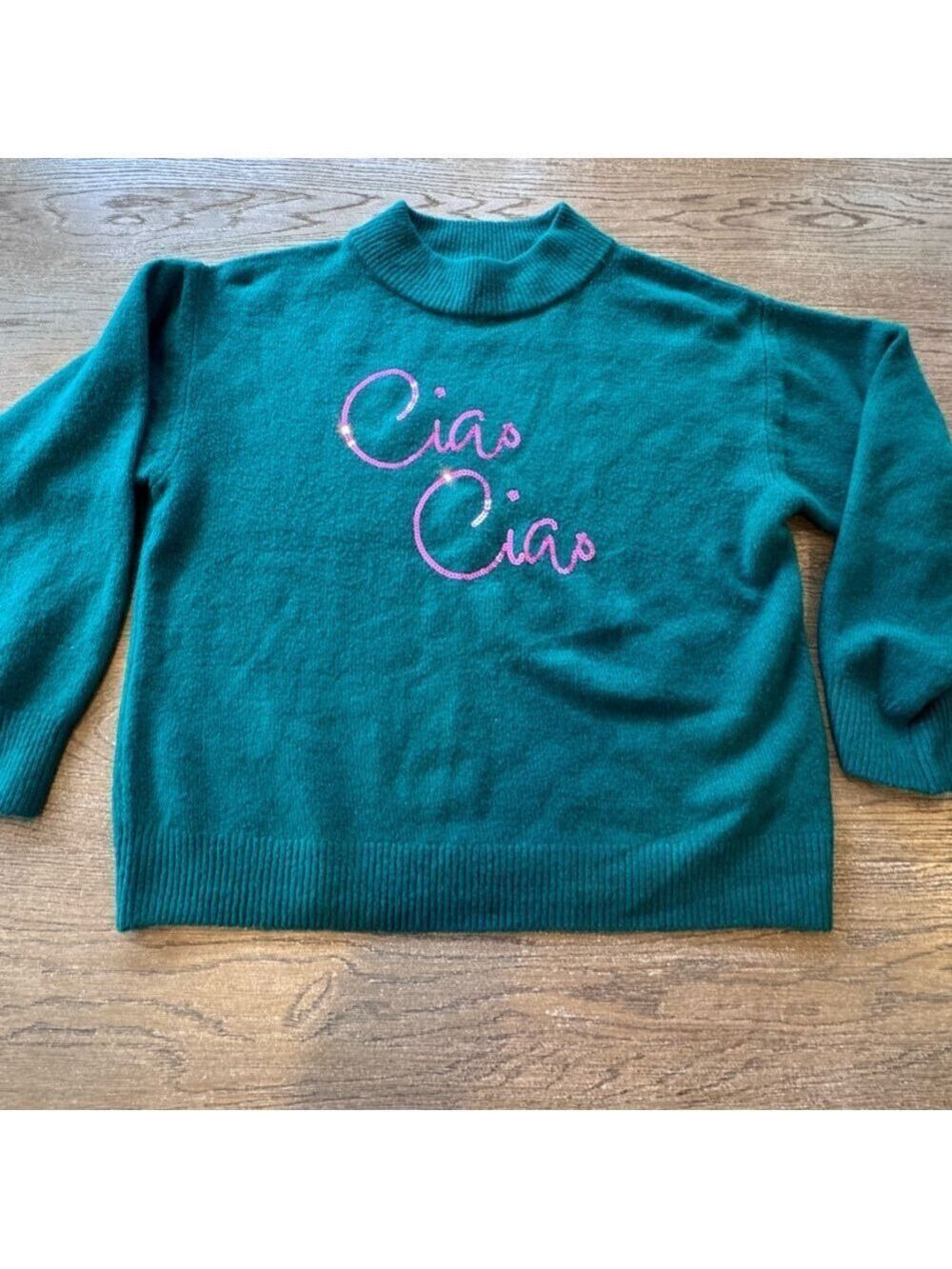 Green Sweater with Ciao Ciao Design - Picture 3 of 10